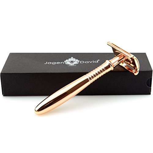 Jagen David L5 - elegante extra larga doble de afeitar compatible con todos los doble hojas de afeitar de filo único de Navidad regalo para él - 11,5 cm