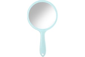 FESSOSKO Miroir à Main avec Poignée Miroir Double Face Grossissant 1X/3X Miroirs de Courtoisie Miroirs de Courtoisie Forme Ronde pour Le Maquillage Quotidien des Dames (Vert)