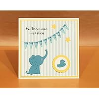 Karte zur Geburt zum Baby, Junge, Name personalisierbar, Handarbeit