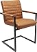 Produktbild Kare 83112 Freischwinger Barone Braun, moderner Armlehne im Retro-Design, bequemer Polsterstuhl, Esszimmerstuhl, Lederimitat (H/B/T) 88x55x60cm