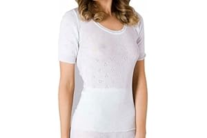 iTRONiK New 100% Cotton Snowdrop Ladies Thermal Underwear-Vest, Short Sleeve, Long Sleeved, Vest, Shoulder top, Long John, Panties - White Made in The UK