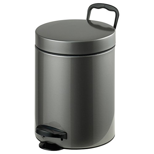 axentia Kosmetikeimer, Treteimer mit Tragegriff, Badaccessoires und WC-Zubehör mit 5 Liter Fassungsvermögen, Abfalleimer für Küche und Haushalt, Mülleimer mit einem Durchmesser von ca. 21 cm, Höhe ca. 24 cm, anthrazit