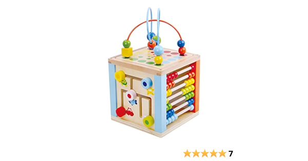 Tooky Toy Cube D Activite En Bois Pour Bebe Cube Motorique Horloge D Apprentissage Jouet En Bois Jeu Enfant Labyrinthe Boullier Adapte A Partir De 3 Ans Env X X 36 Cm Amazon Fr Jeux Et Jouets