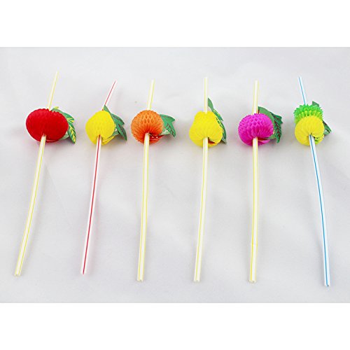 3D Frucht Cocktail Strohhalme , 50 Stück Assorted - 2