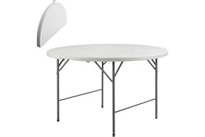 LOLAhome Mesa Plegable, de Acero Anticorrosión y HDPE (De Ø 154x74 cm) | Resistente, fácil Transporte, fácil Montaje | Ideal Acampadas, Picnic, Catering, Jardín, Terraza