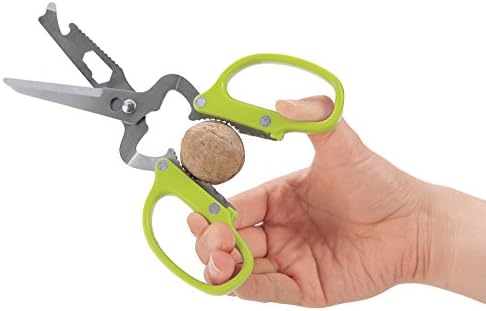 10 in 1 Stainless Steel Shears | Handicraft Scissors Kitchen Scissors Knife Can Opener Bottle Opener Screwdriver Nutcracker Fish Scaler Stripper Wrench (Grün)