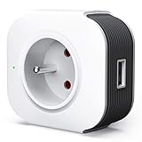 Prise Connectée, Prise Intelligente WiFi (FR) USB Port Contrôle Vocale Compatible avec Android iOS Amazon Alexa Google Home IFTTT Prise Programmable Télécommande App Prise Courant Timer Aucun