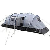 Merkmale: Anzahl der Schlafzimmer: 2, Anzahl der Türen: 1, Feuerhemmend, Überdachung Hydrostatischer Kopf (mm): 2000mm, Bodenplane Hydrostatischer Kopf (mm): 3000mm, Schlafzimmer Abmessungen: L235 x W210 x H205cm, Pitching Reihenfolge: Einfügen von Pfählen durch die Hülse zum Aufstellen des Außenzeltes und zum Aufhängen am Innenzelt, Innentasche