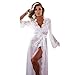 Produktbild Sexy Dessous Damen, ALISIAM Bezaubernde Babydoll Nachtwäsche (S-XL) Große Pyjamas Spitzenmantel + G-String Wimpern Spitzen Nachthemd (M, Weiß)