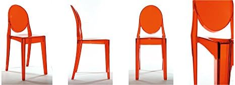 Emmiline Clear and 8 colours Ghost Dining chair, armchair Designer Modern Style (red)