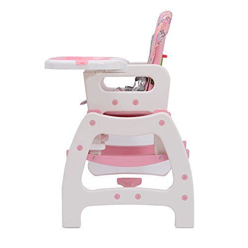 homcom 420-001PK 3 in 1 Kinderhochstuhl Kombihochstuhl Multifunktion Babyhochstuhl mit Schaukelfunktion, rosa - 5