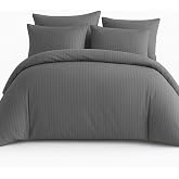 &Ccedil;ift Kişilik &Ccedil;izgili Saten Nevresim Takımı%100 Pamuk 200x220 - Yumuşak Dokulu L&uuml;ks Nevresim Takımı - 4 Par&ccedil;a - Nevresim 200x2