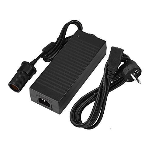 fosa 110-240V AC à 12V 10A DC Convertisseur DC 12 V Cordon d'Alimentation avec Prise allume-cigare de voiture (Noir)