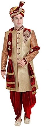 Fashions Biz Striking Brown Color Sherwani in Brocade Jute Fabric 84137