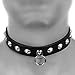 Produktbild echt Leder Nieten Halsband Kegelnieten mit silber O-Ring