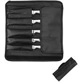 Sylkeov Knife Case, Heavy Duty Canvas Case with 5 Compartments, Portable Cutlery Bag for Camping, Hiking Chefs and Kitchen Lo
