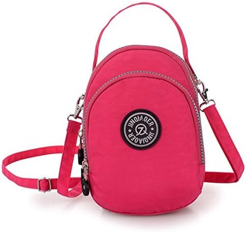TianHengYi Small Water Resistant Nylon Cross-body Purse Three Layers Cell Phone Pouch Handbag for Teens Rose
