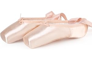 BEZIONER Scarpe da Danza Punta Classica Scarpette da Balletto Pointe Rosa con Nastro e Puntali per Donna e Ragazza