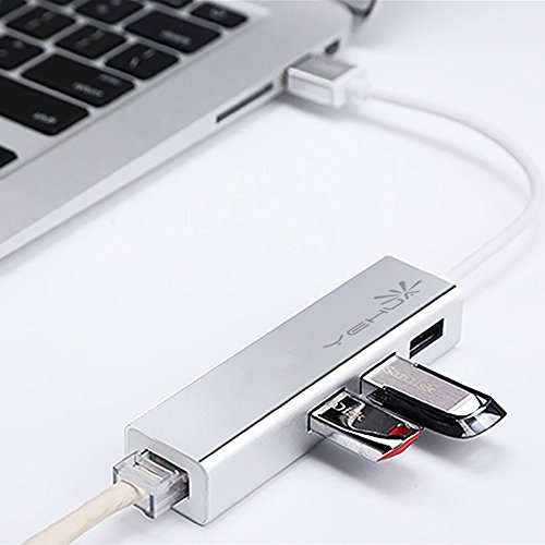 Yehua® USB-C Multiport – Konverter Type-C 3 Häfen USB 3.0 – LAN – Adapter Type-C Hub Mit Netzwerk – Adapter (Grey) - 2