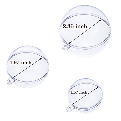 Outus Klar Kunststoff DIY Bad Bombe Form Bath Bomb Mold Weihnachten Ball Verzierung, 3 Größe, 15 Set - 6
