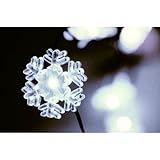 3 x pilas AA, no contenidas Hab & Gut -LED004- Mini Guirnalda de 20 Luces LED, Copos DE Nieve Blancos, 130 cm de Largo, con 3 Pilas