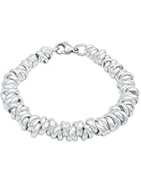 ParticolarModa Bracciale stile dodo nodini intrecciato per donna in alluminio e acciaio Dorato Argentato Bronzo Fum&egrave; 6 mm