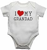 I Love My Grandad - New Personalised Baby Vests Bodysuits Baby Grows for Boys, Girls - White - 0 - 3 Months