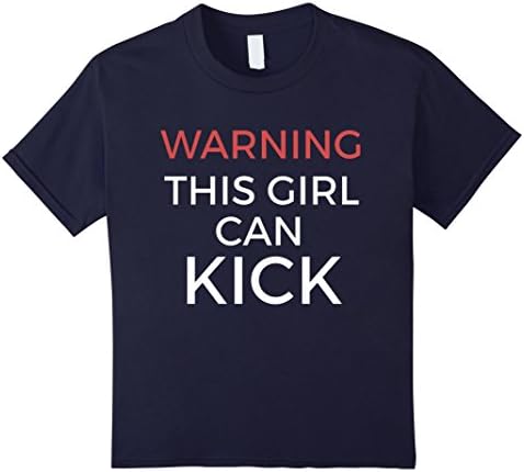 Kids Warning This Girl Can Kick Funny Karate, Taekwondo Tshirt 6 Navy