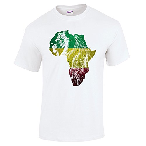 Bang Tidy Clothing Men's Ethiopian Lion of Judah Rasta Rastafari African Flag T Shirt