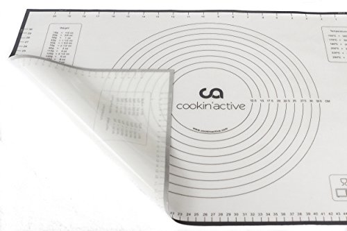 XL Silikon Backmatte von Cookin´Active, BPA frei, Platinum Silikon, Lebensmittelecht, Antihaft, Backofenfest, 100% Rutschfeste Backunterlage, Silikonmatte, Teigmatte, Backfolie, Arbeitsmatte, Ausrollmatte, im XXL Format 60×40 cm - 3