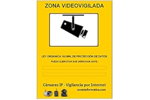 ALARMASZOOM Cartel zona vigilada color amarillo. Diseño homologado para cámaras de vigilancia.Util para comercios, empresas con cámaras de seguridad. Zona vigilada video-vigilada. Informativo (A5, Pegatina)