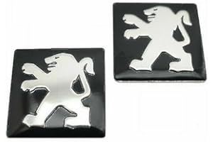 PSL Lot de 2 clés autocollantes en alliage chromé bombé pour clé de voiture Peugeo