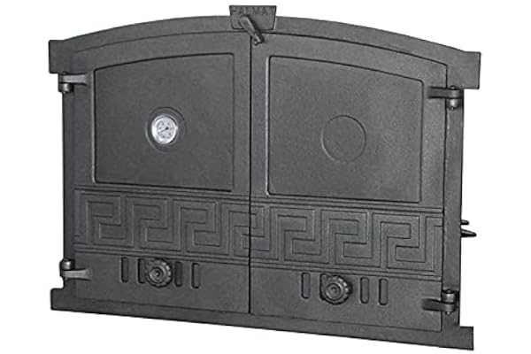 BBQrolling Porte de four en fonte de qualité supérieure avec thermomètre, porte ouverte pour four à pain, 600 x 430 cm