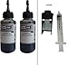 Flowjet Premium Quality Black Refill Ink Bottles Kit With Syringe, For Hp & Canon Inkjet Printers, (Pigment Extra Dark) 802 / 21 / 27 / 803 / 678 / 818 / 703 / 704 / 46 / 56 / 680 / 901 / 853 / 851 / 852 / 900 (Hp Gt5810 / Gt5820) RS.390.00