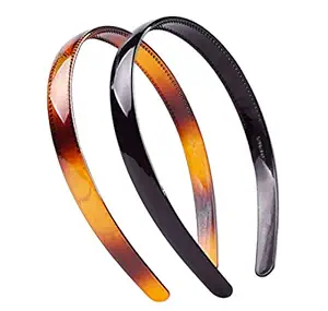 HOMEMATES Simple Fancy Plastic Elastic Hair Bands Wavy Hair Comb Black Brown Headband Teeth Comb Shine Hairband Hoop Hair Accessories For Girls.