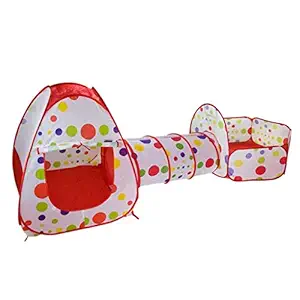 Toyshine 3-in-1 Foldable Tunnel Ball Pool Outdoor Tent House (Multicolour)
