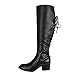 Produktbild serliy Damenmode Leder High Heels Stiefel Winter Sexy Knie Stiefel Low Heel Flock Schuhe Ferse Sportschuhe Stiefeletten Winterschuhe Markenschuhe Bequeme Freizeitschuhe Pumps Schicke schnürschuhe