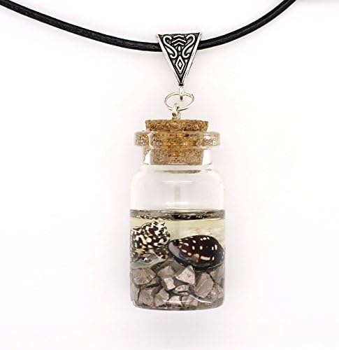 Ocean In A Bottle Resin Real Sea Shells Leather Necklace