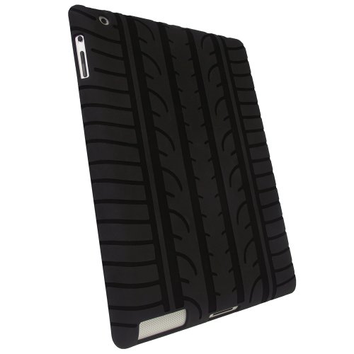 igadgitz Silikon Schutzhülle Hülle Tasche Etui Case Skin mit Reifenprofil design für Apple iPad 2, 3 & Neue iPad 4 mit Retina Display 16GB 32GB 64GB + Display Schutzfolie - 3