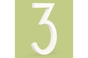 HASWARE Número de casa flotante de 6 pulgadas (15 cm) Números de puerta con estilo Placa del alfabeto Números de dirección de casa de la calle (4, Blanco)