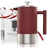 Origeens  CAFETIERE A Piston 1L Graduée | Cafetière à Piston Isotherme | French Press Acier INOX Double Parois | Ecologique & Conforme CE