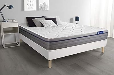 ACTISOM Ensemble Matelas Latex+Mémoire de Forme ACTILATEX Zen 140x200 Maxi épaisseur 7zones de Confort + sommier KIT Blanc - Epaisseur : 26 cm - Confort : Equilibré