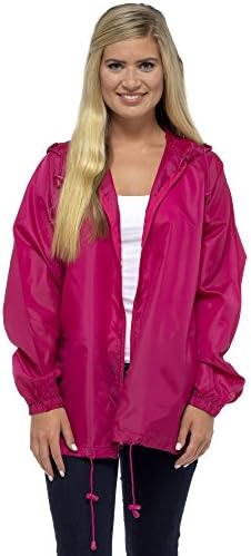 Storm Ridge Ladies Pack Away Rain Mac Full Zip Jacket Pink L