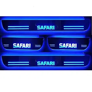 DS ENTERPRISE Door Steel Plates with Light For Tata Safari Storme Set of 4PCS (Blue Color)