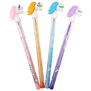 Prezzie Villa Beautiful Designer Unicorn Pencils (Pack of 4 Pencils) Assorted Colours