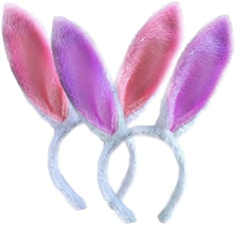 Fancy Dress Accessory Bunny Ears with Pink Purple Rabbit Ears On Headband Adult Children Ears Accessory for Rabbit Easter Animal Fancy Dress Ears Color3