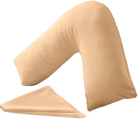 Polycotton Back &amp; Neck Support V Shaped Orthopedic/Pregnency/Nursing Pillow Case Cover Color Latte by EXQUIZIT HOME.