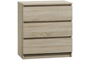 CDF Komoda Malwa M3 | Kolor: dąb sonoma | Szafka na dokumenty, drobiazgi | Idealna do salonu, sypialni, pokoju dziecka, nastolatka oraz do biura | 3 pojemne szuflady | Szafka nocna