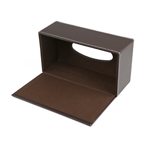 Valleycomfy Kosmetiktücherbox Tissue Box Rechteckige PU-Leder Taschentuchbox Kosmetiktücher Kosmetikbox für Zuhause/Büro/Auto Groß 25.5 * 13.5 * 9.5 cm(Braun) - 4