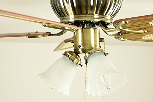 Pepeo Deckenventilator mit Licht Kisa, extra flach, Gehäuse Messing Antik, Flügel Mahagoni oder Eiche, 105 cm - 8